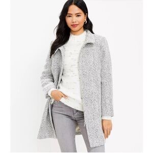 Loft Herringbone Funnel Neck Coat